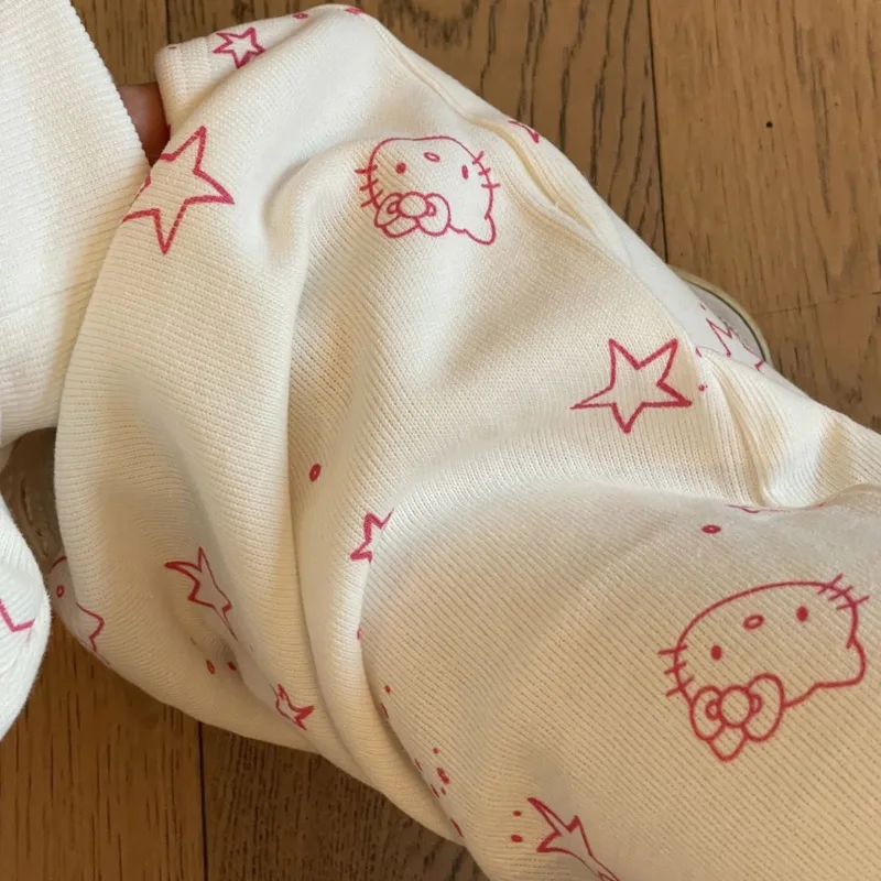 Sweetie Hello Kitty Stars-Pantalon à Jambes Larges pour Femme, Décontracté, Type Tube Droit, Baggy Fjj, Y2k