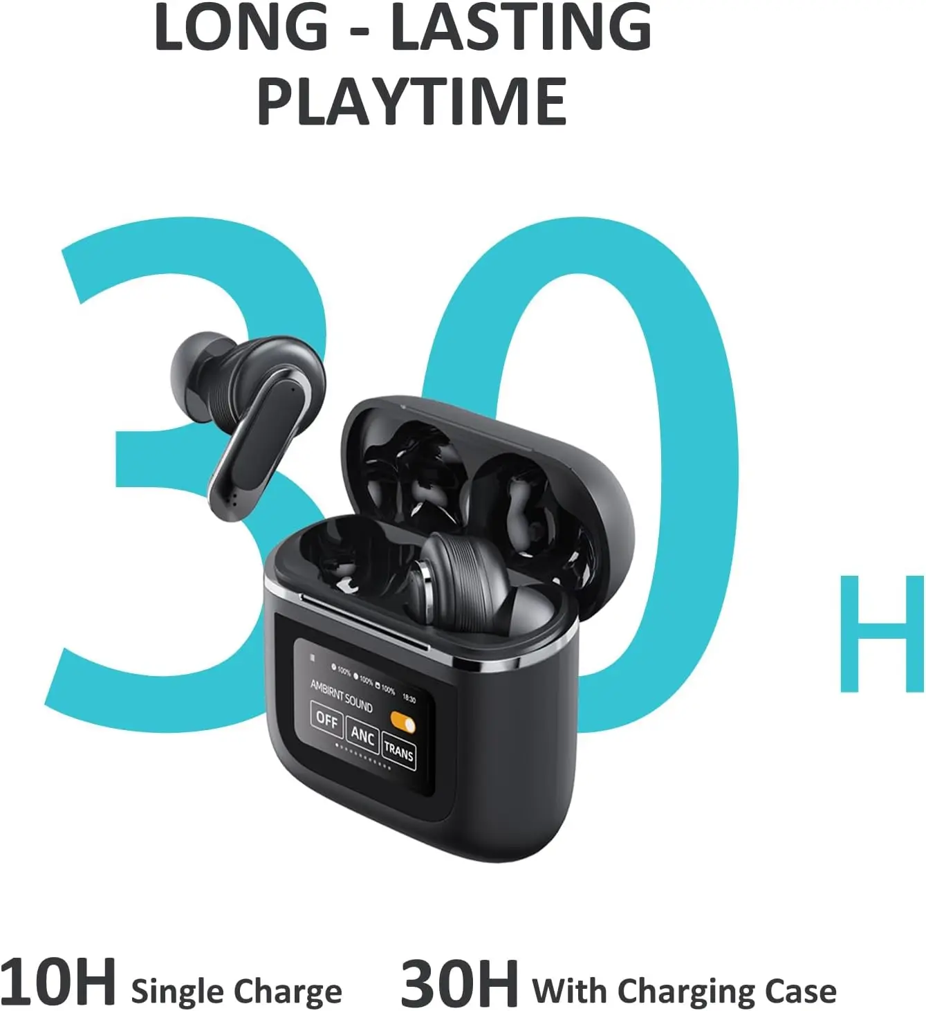 Auriculares inalámbricos Bluetooth 5,3 pantalla táctil LED multifuncional sonido estéreo intrauditivo impermeable con graves grandes 30H de reproducción