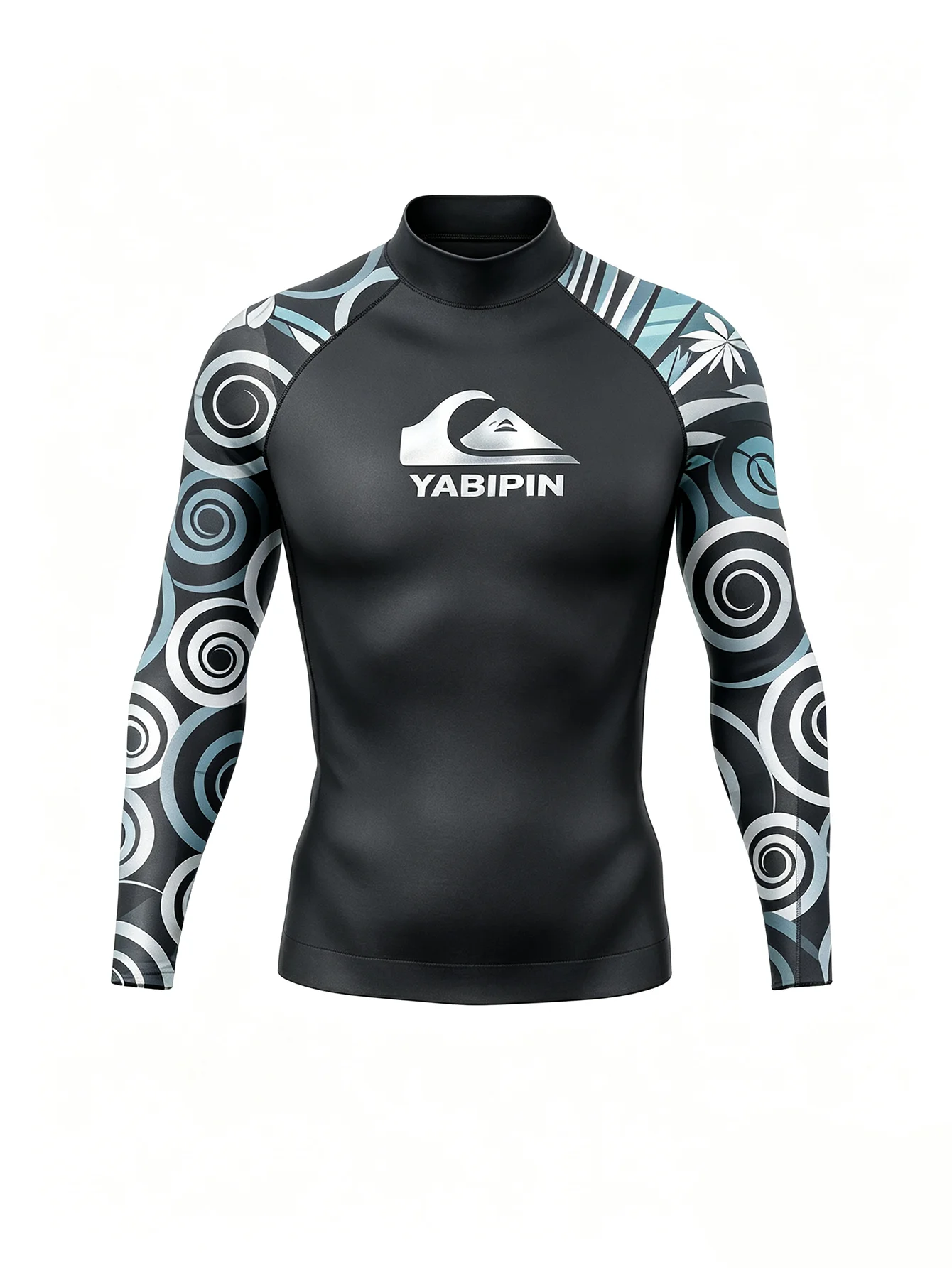 Surf Performance Men‘s Long Sleeve Shirt Stand Collar, Snug Fit Water Deflect for Surf Fishing Water Sports