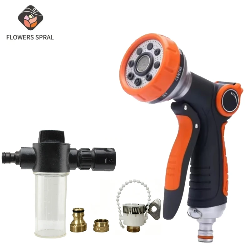 BLUMENSPRALLE ﻿   9-Modus Hochdruck-Gartenwasserpistole, Schlauchdüse, Autowasch-Sprühgerät, Bewässerungsrohr, Sprinkler ﻿