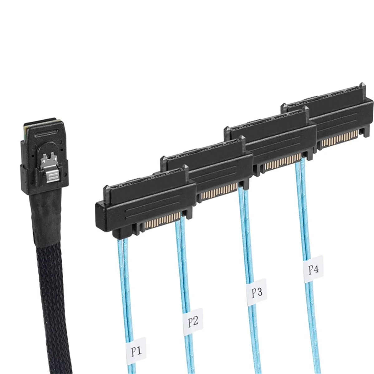 

X62A_Mini Sas Sff-8087 to 4 Sff-8482 Server Hard Drive Data Cable 1m