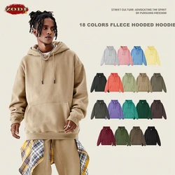 ZODF Casual Winter Men 350gsm Fleece Hoodies Unisex Women Loose Warm Solid Hooded Sweatshirts Pullovers 18 Colors HY0728