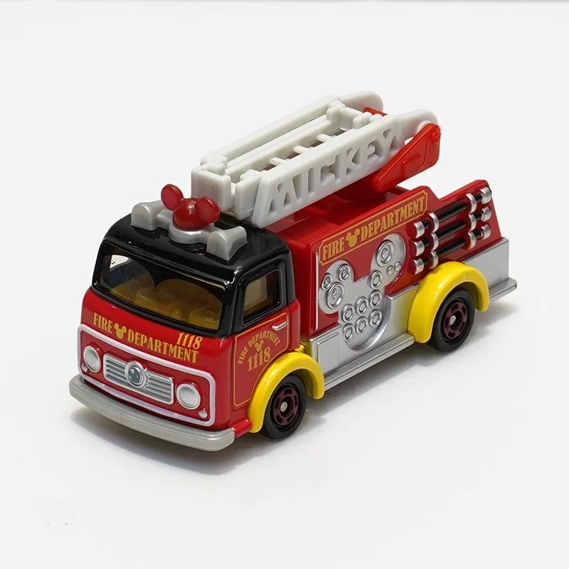 TAKARA TOMY coche de aleación DM-17 camión de bomberos Mickey con escalera vehículo de juguete para niños regalo coleccionable