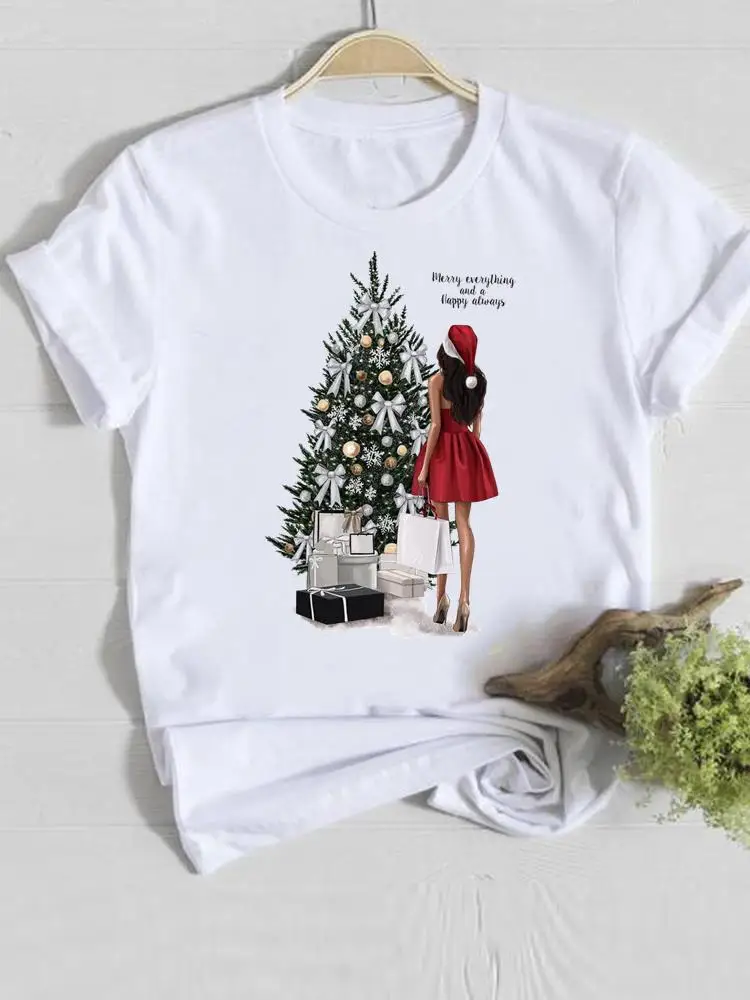 Plaid Truck Trend Cute New Year Women Merry Christmas t-shirt moda Casual abbigliamento femminile manica corta Graphic Tee