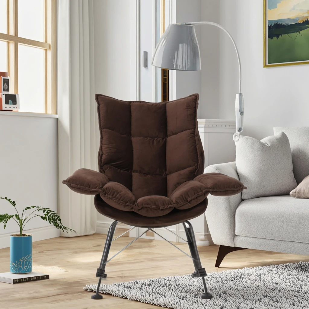 Modern Single Fabric Armless Rocking Sofa Chair Living Room Furniture Leisure Chairs