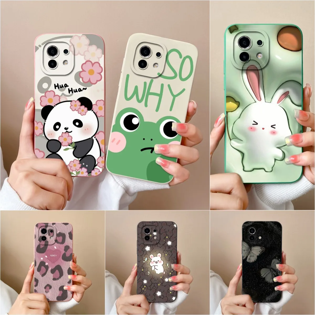 Phone Cover For Xiaomi Mi 11 Lite 5G NE Case Liquid Silicone Cute Frog Rabbit Anti Drop High Quality Shell For Xiaomi Mi11 Funda