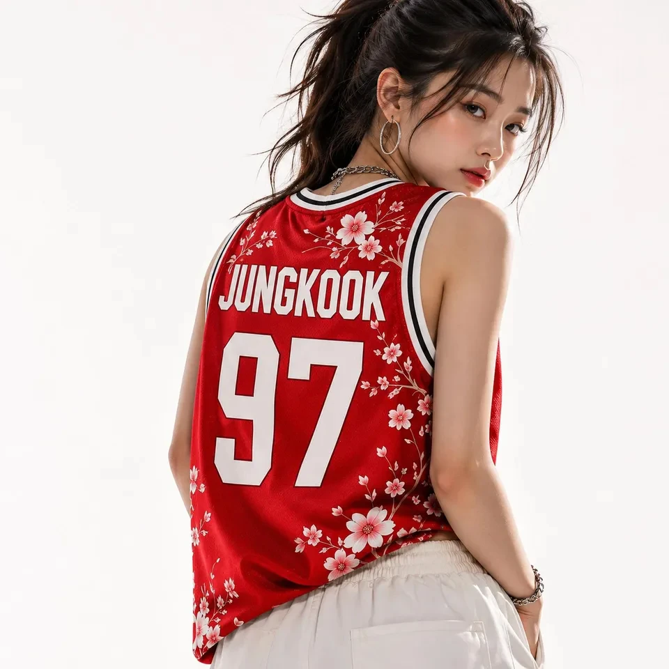 Kpop JUNGKOOK 97 Grafik-Basketballweste, Tanktop für Kinder und Jugendliche, Unisex, atmungsaktiv, lässiges Konzert-Outfit, Sommer-Streetwear, Fan-Top – Detail 4