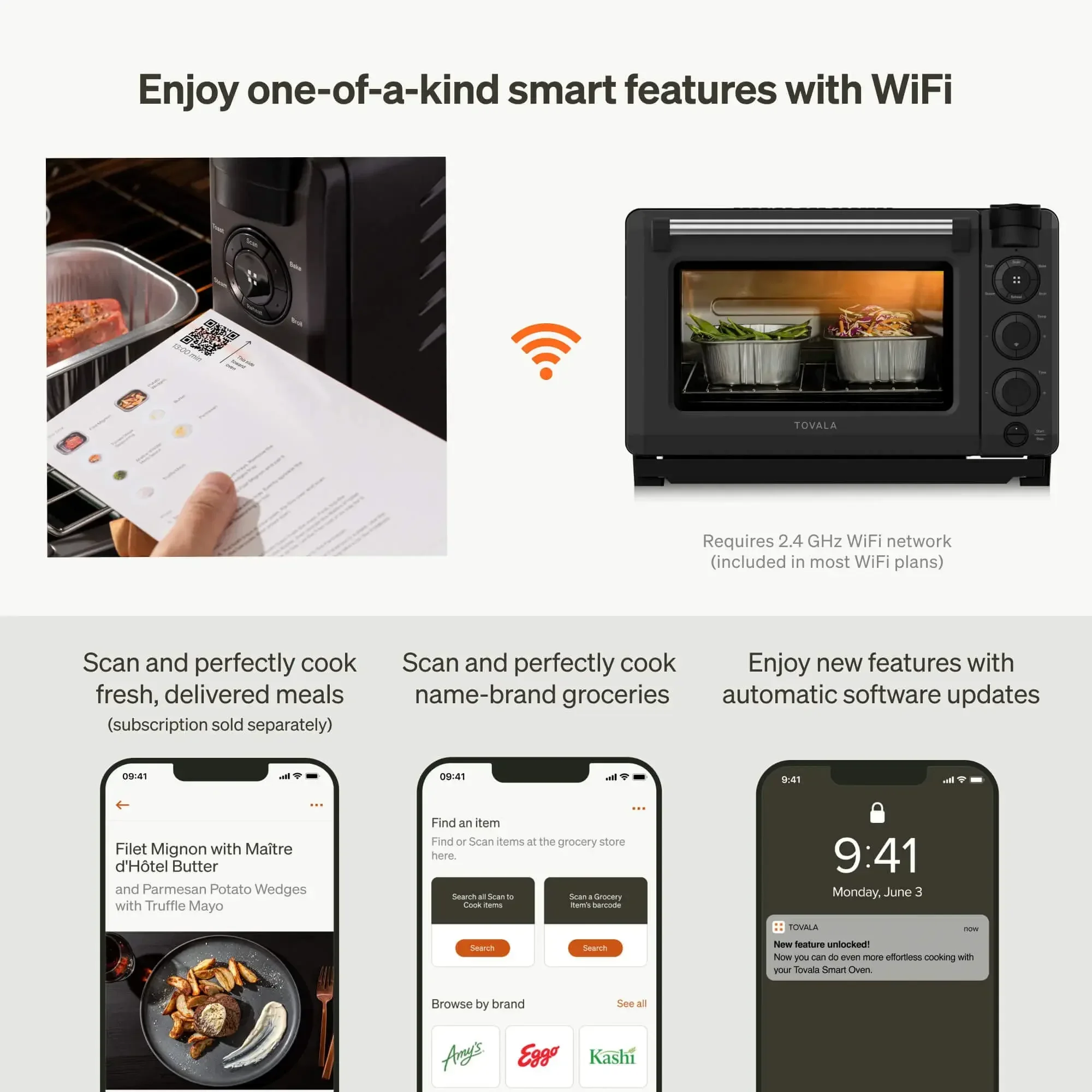 Imagem -06 - Tovala-smartphone Control s Smart Forno Pro 6-em Bancada Forno de Convecção Vapor Brinde Air Fry Assar Grelha Reset