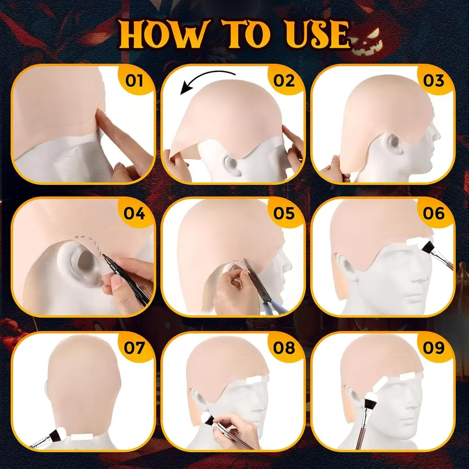 Sombrero Calvo De Látex Para Adultos Y Niños | Disfraz De Calvo Con Red Para El Pelo | Accesorio Para Halloween Y Cosplay