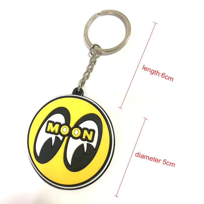 Retro Smile Mooneyes Keychain Moon Eyes Round Key Ring Chain Keyring Car Motorcycle Pendant Cartoon Gifts for Men Women Kids