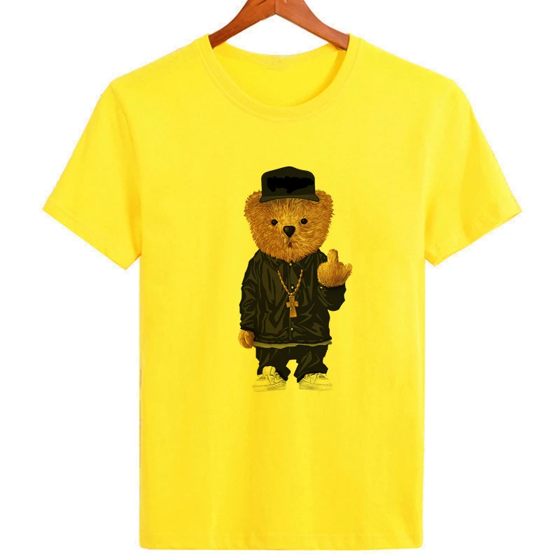 Handsome Plush Teddy Bear T-shirt Men's Short Sleeve Summer Clothing Hot Sale Cool Tops Fashion Tshirt B172