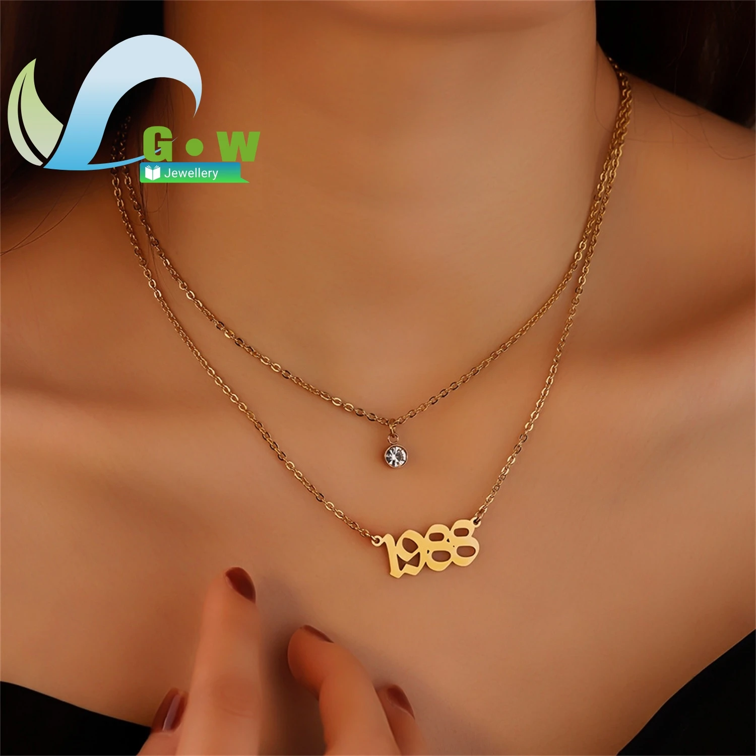 

Новинка! Подарок к годовщине: Двухслойное ожерелье из нержавеющей стали. Модная универсальная цепочка на ключицы для женщин. Оптом.