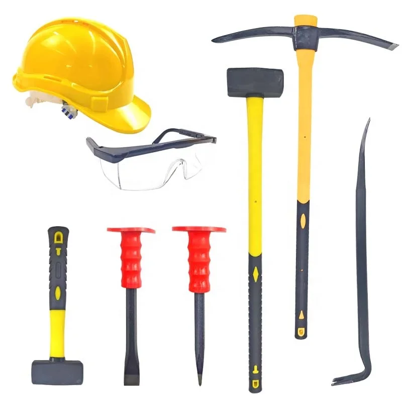 Mining Tools Hammer Working Chisel Construction Pickaxe Geology Tools Safety Hand Tools Set