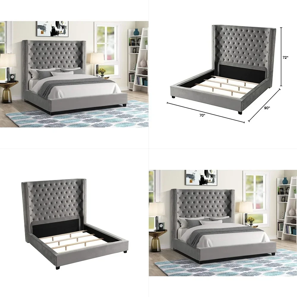 

AirFrame Queen Bed Frame with Headboard, Cloud Upholstered Platform Bed Frame, 5 Inch Foam Cushioned, No Box Spring, Easy Assem