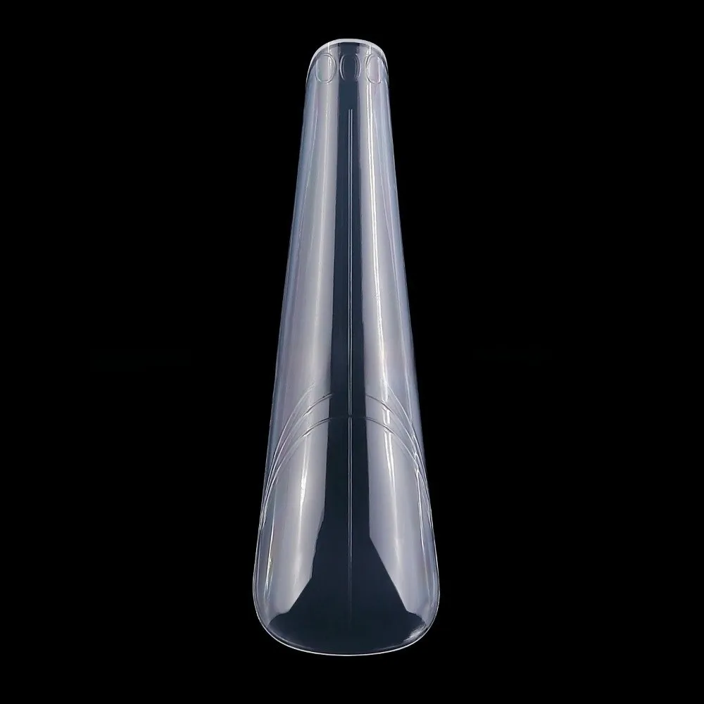 150pcs Coffin Shape Sandwich Nail Forms Almond Shape Natural Clear Nail Art Tips No-Trace with Auxiliary Line False Nails