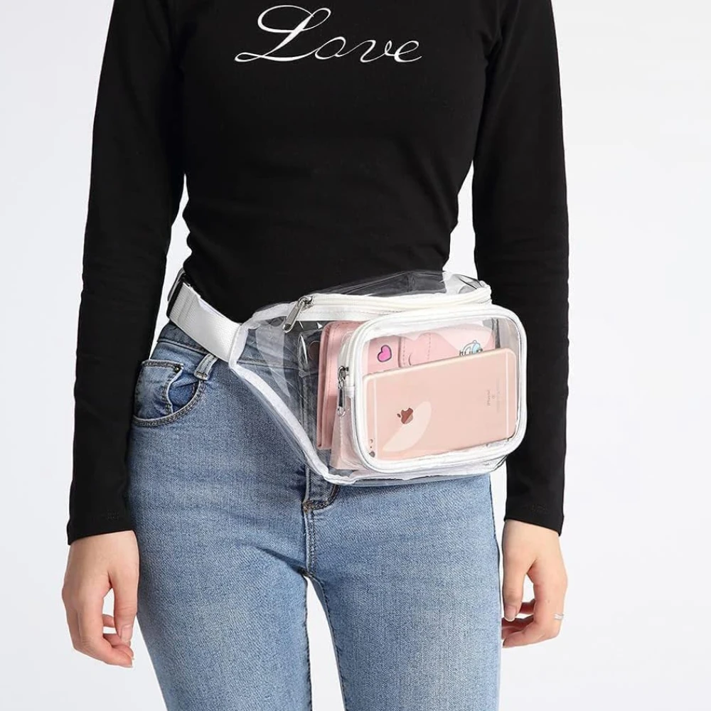 Clear Fanny Pack Stadium Approved Waterproof PVC Transparent Belt Bag Pass Security Check Quickly For Concerts Festivals Women