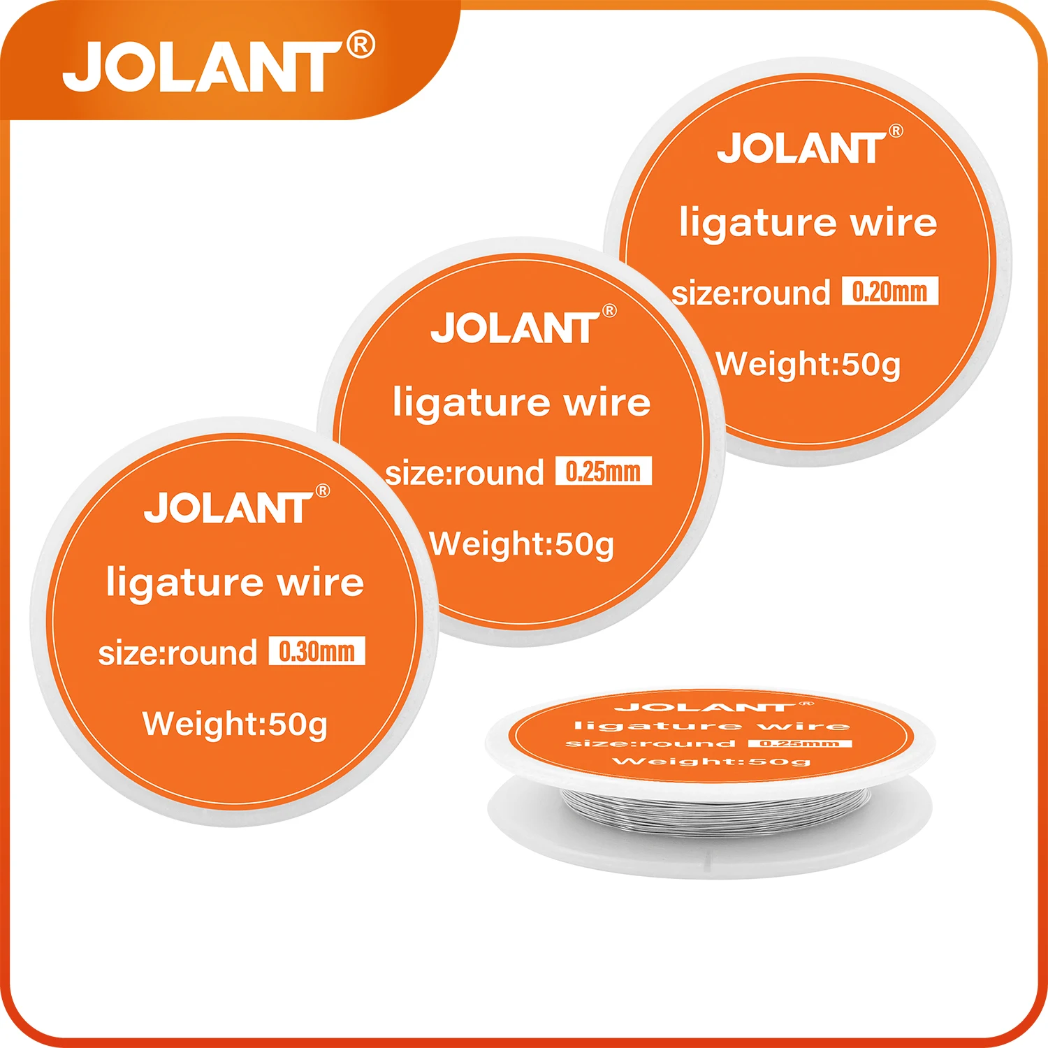 1 Roll JOLANT Dental Orthodontic Ligature Wires for Braces Arch Wire Stainless Steel Material Round 0.2/0.25/0.3/0.4/0.5mm