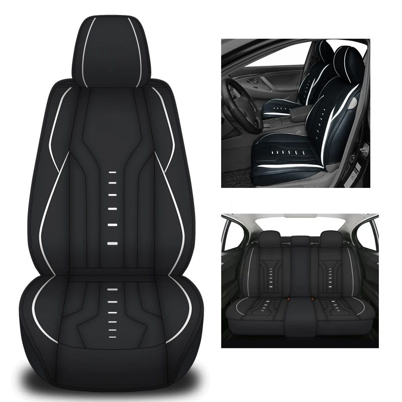 

Sporty Four Seasons Universal Fully wrapped PU Leather Car Seat Cover Set Fit for Most Car Seat Cushion Comfort Chair Protector