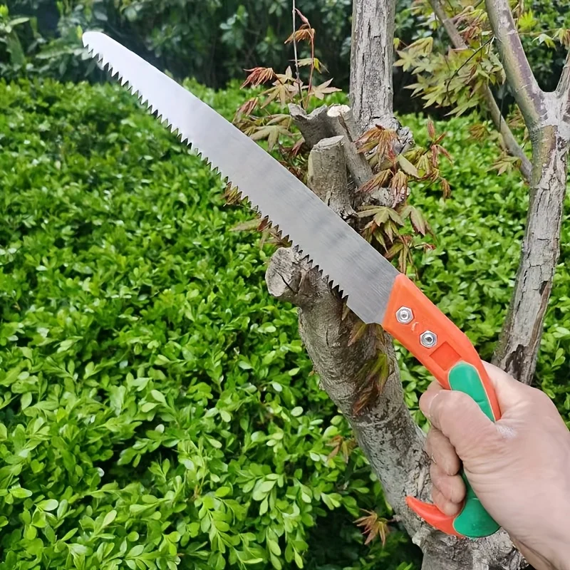 Compact multi-functional gardening saw, designed for human comfort, with a comfortable handle, suitable for gardening.