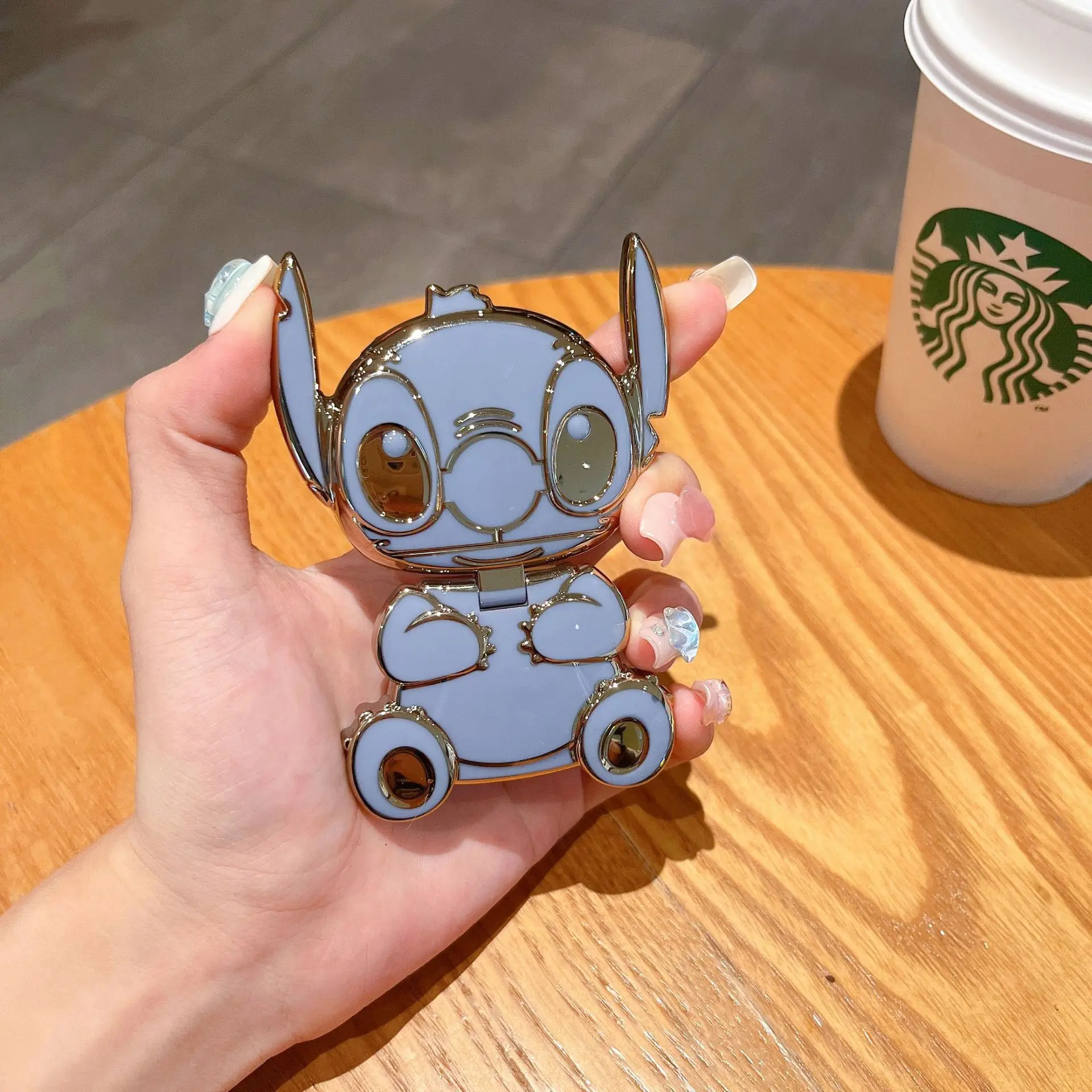 Stitch Mobile Phone Stand Cartoon Doll Makeup Mirror Girl Desktop Drama Trend Practical Horizontal and Vertical Portable Stand image 6