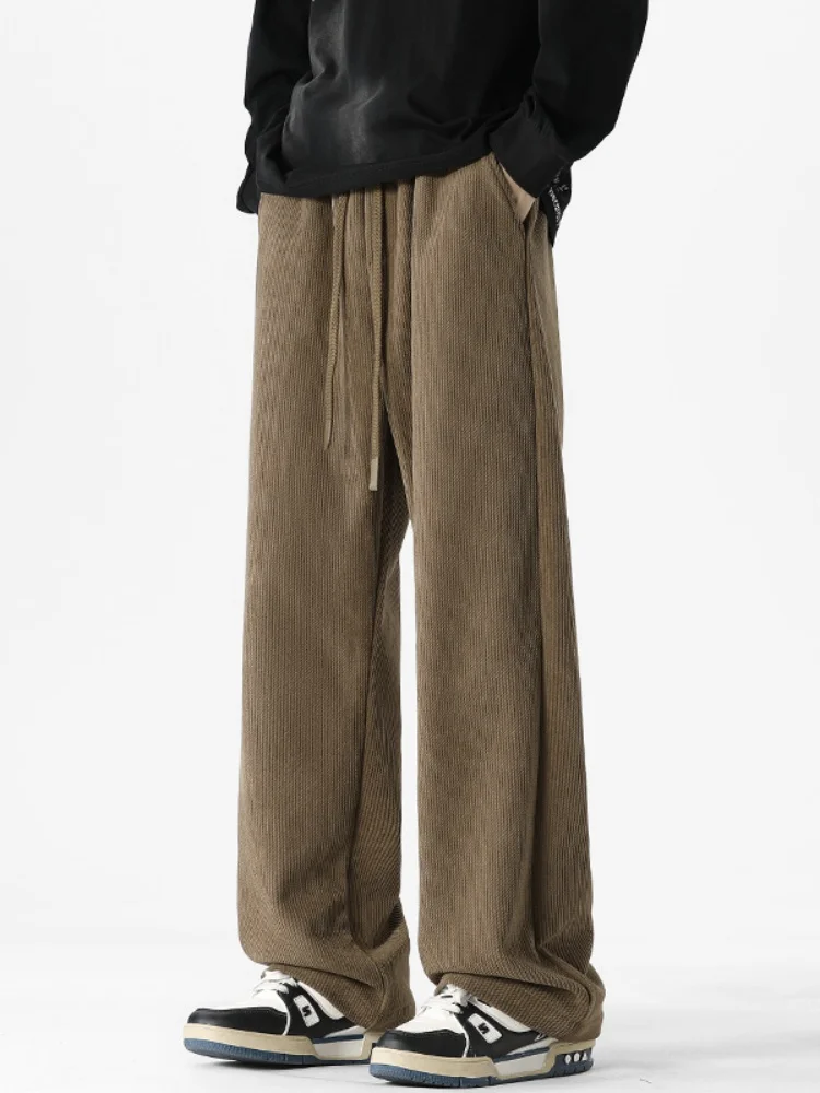 

Мужские вельветовые брюки весна-осень в американском стиле, плотные, свободные, прямые, широкие, повседневные, модные