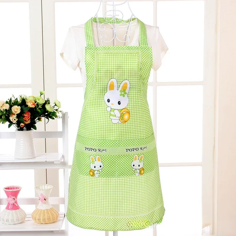 Cartoon Apron Rabbit Sleeveless Double Pocket Household Cleaning Aprons Kitchen Supplies for Adults Lady Women Cloth Protect