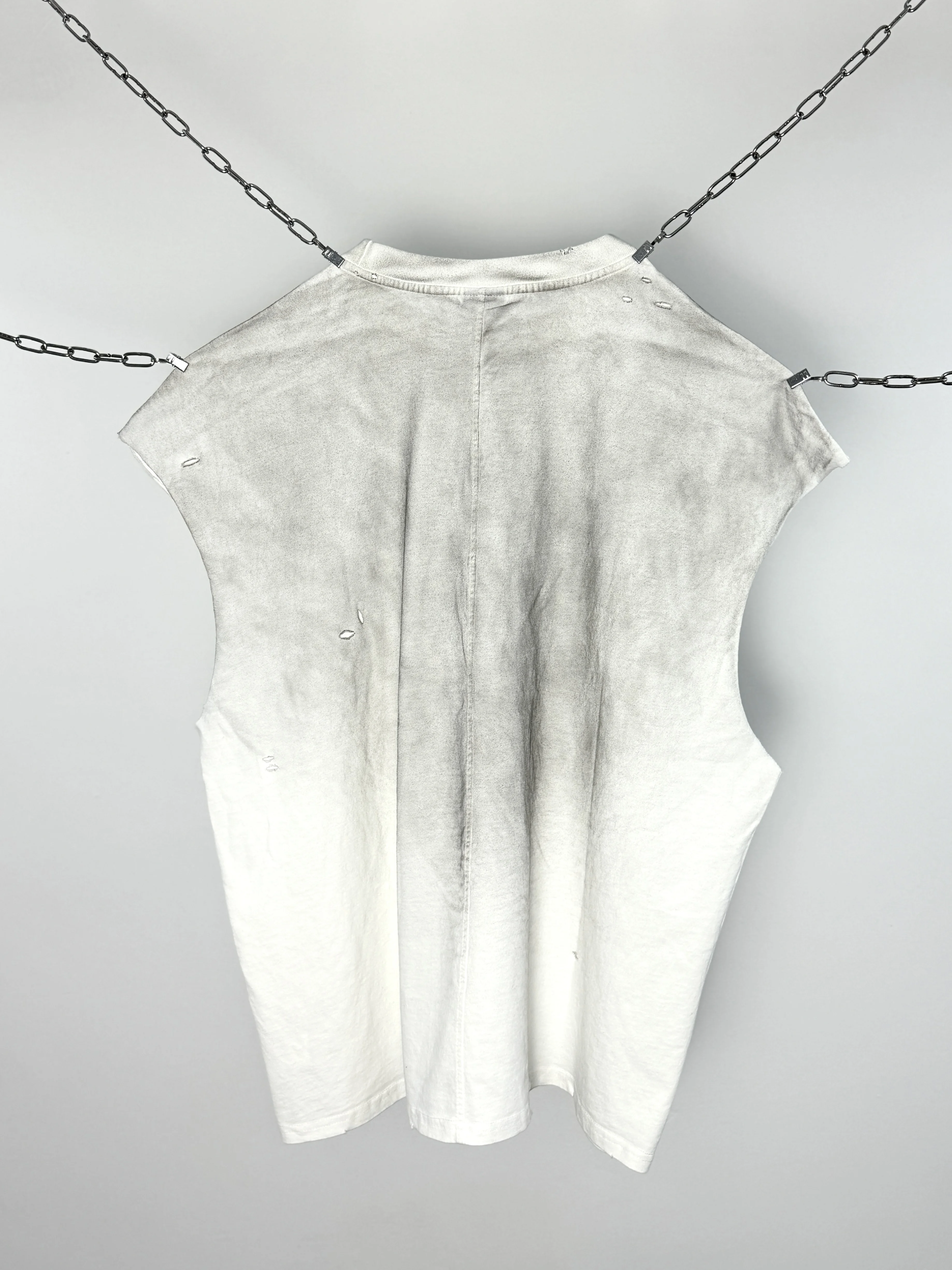 2025 الصيف سانت تي شيرت الرجال النساء جودة عالية غسلها رذاذ القذرة يدويا طحن قطنية عالية الجودة خمر تيز #3