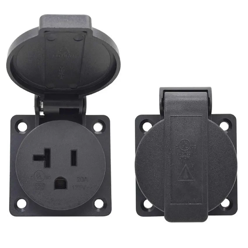 Black 125V 15A 20A IP44 CE America Japan Multifunction Outdoor US Industry Waterproof AC Outlet Power Wired Receptacle Socket