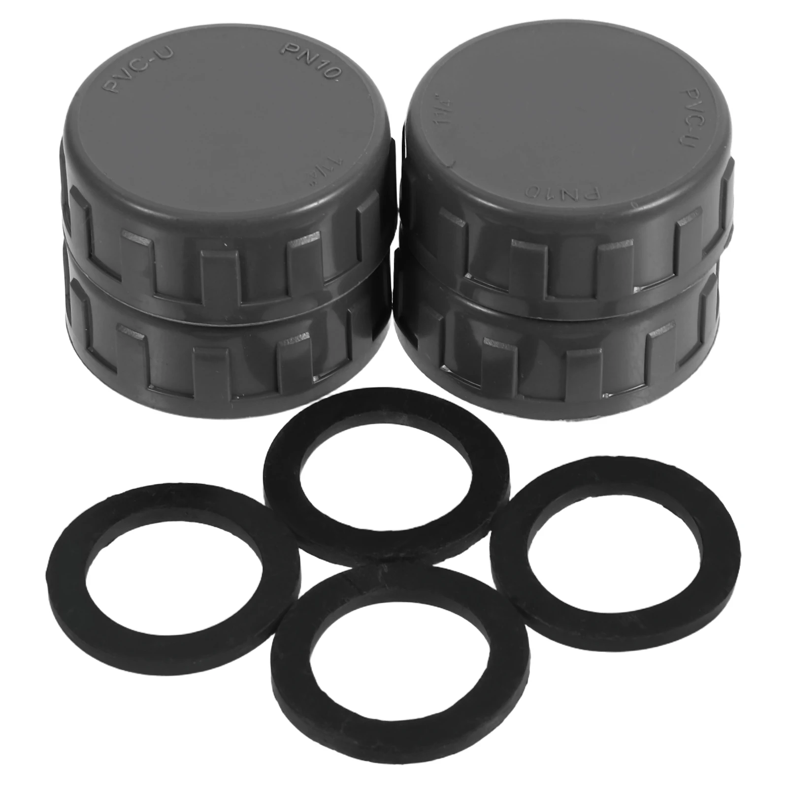 4 Sets 40 mm Innengewinde PVC Grau Farbe Spezielle Unterlegscheibe Wasserrohrverschraubung Innengewinde Rohrkappe PVC Sanitärkappe Robust
