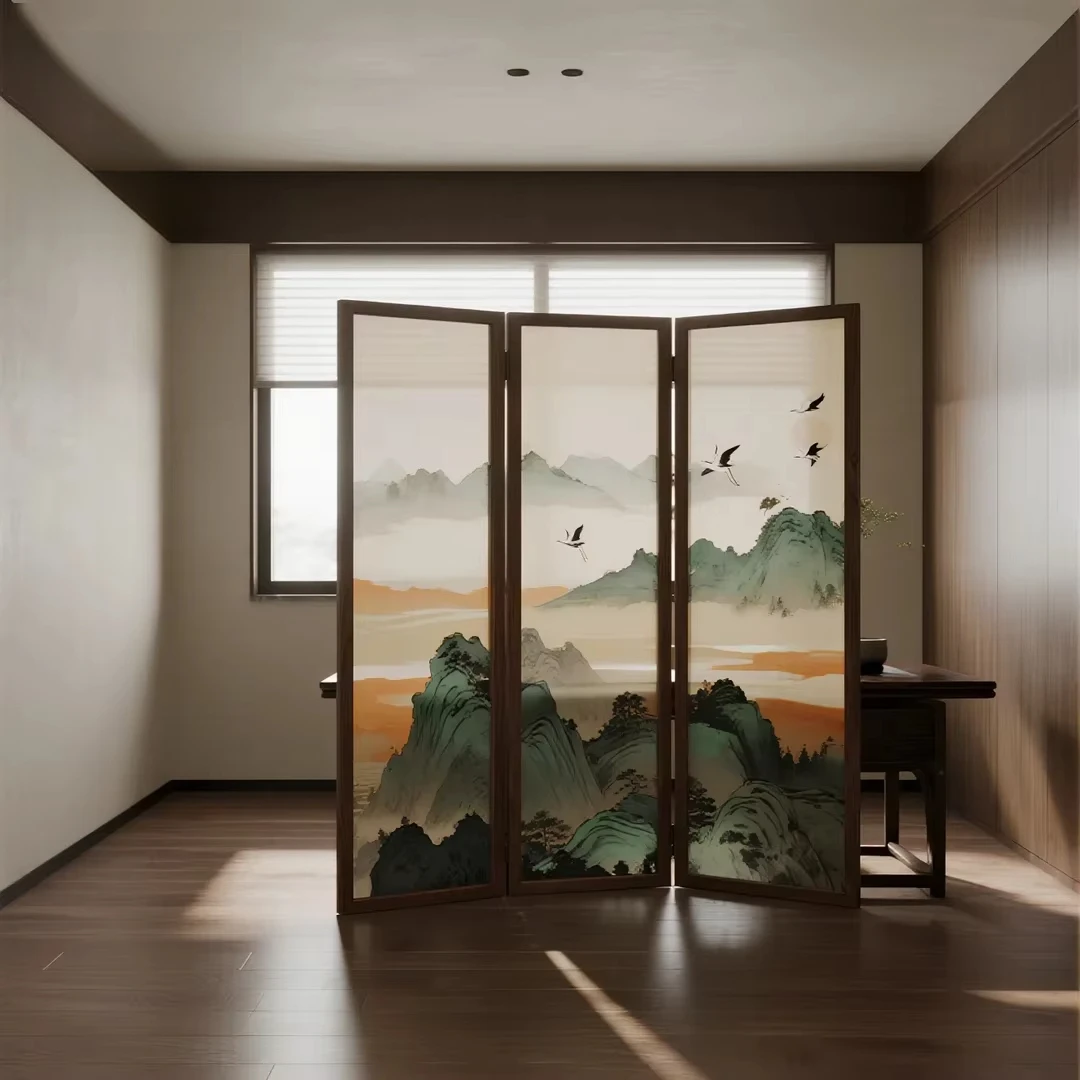 Simple living room partition screen window door and window grille light luxury wooden screen window