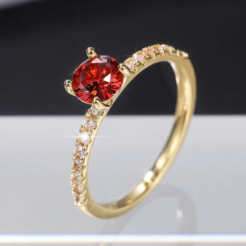 Huitan Klassisches 4-Krallen-Design, rund, Zirkonia, für Damen, Hochzeit, Verlobungsringe, 3 Farben erhältlich, zurückhaltender Brautschmuck, heißer Verkauf – Detail 36