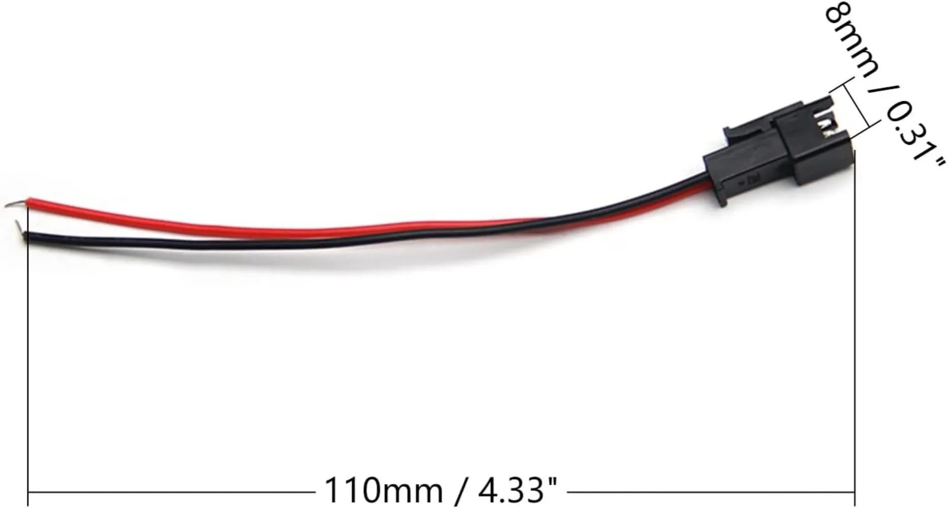 JST SM 2 - pin Male - to - Female Plug Wire Connector - 20cm EL Wire Cable Connector with 2.54mm Pitch