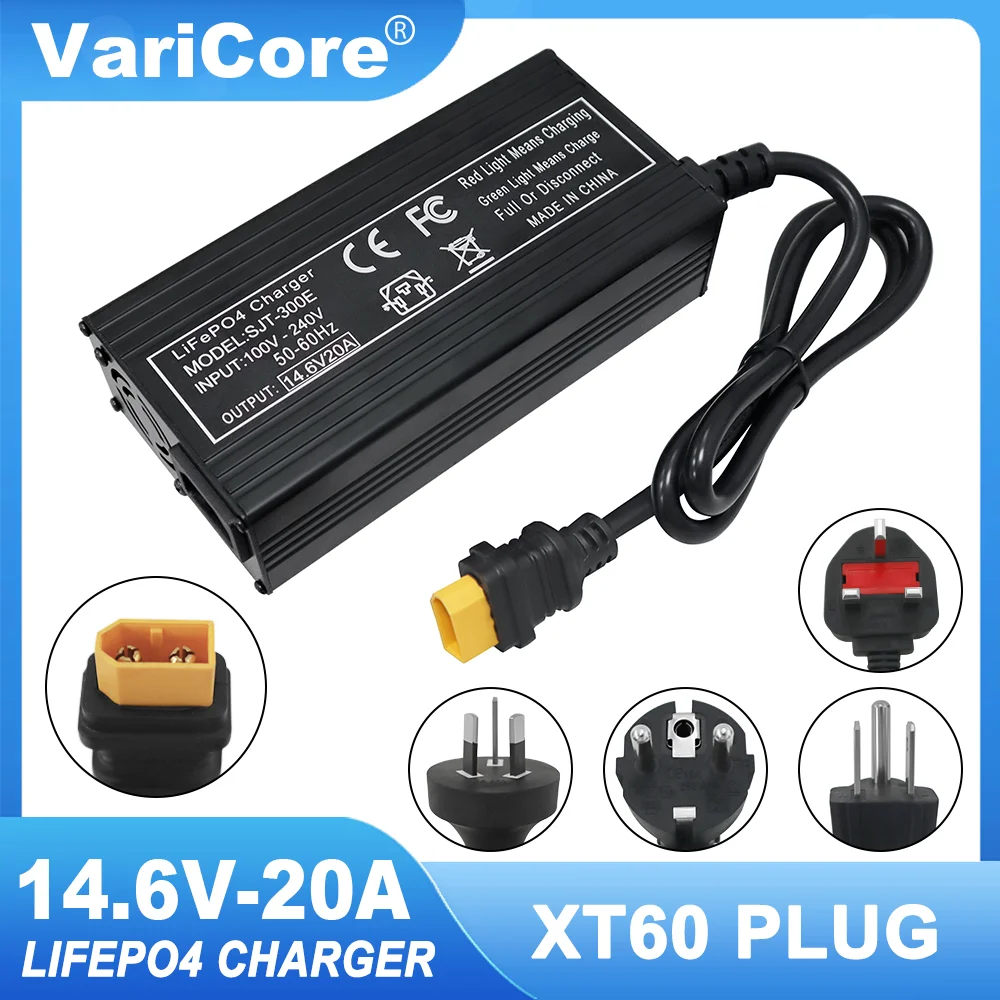 VariCore 14.6V 20A Smart Lifepo4 Battery Charger 110-220V 4S 12V High Power Charger For Lithium iron Phosphate Battery Pack