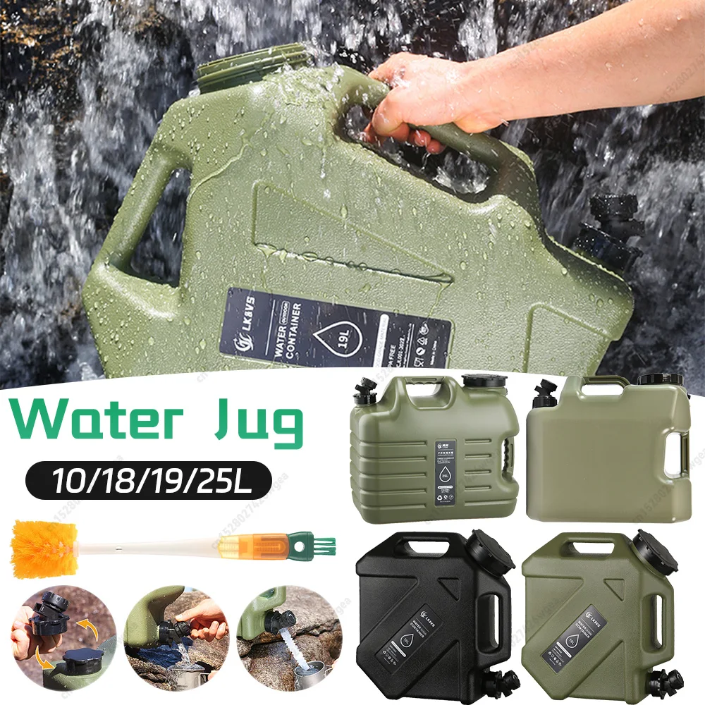 10/18/19/25L Camping Water Jug Outdoor Water Storage Container with Faucet Driving Water Tank Large Capacity Water Bucket