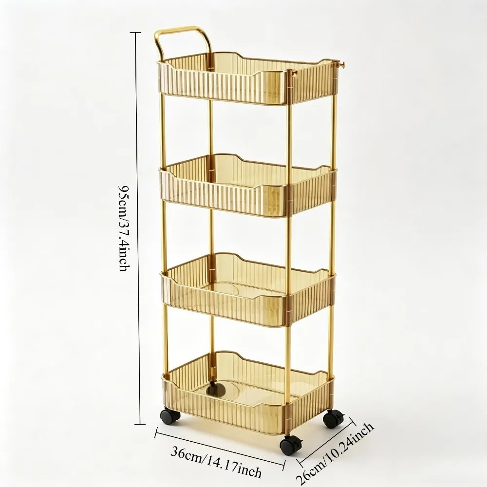 Mobiles Regal mit Rollen Mehrstöckiges Aufbewahrungsregal Haushaltswagen für Snacks Kosmetik Kleinteile Organizer 4-stöckiger Rollwagen