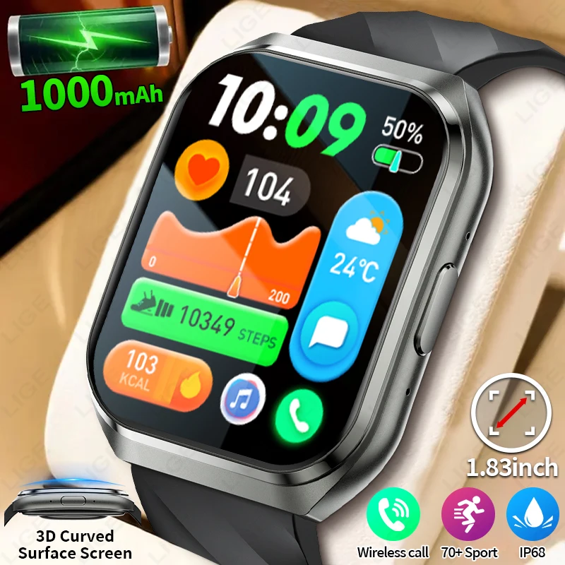 

New GPS Track Outdoor Men Adult Smart Watch 1000mAh Battery IP68 Waterproof Heart Rate Bluetooth Call Sports Man Smartwatch New