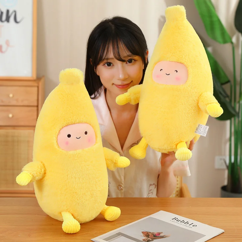 45-80 cm soffice banana peluche cuscino farcito emozione frutta cuscino figura umana peluche cuscino per dormire regalo compagno