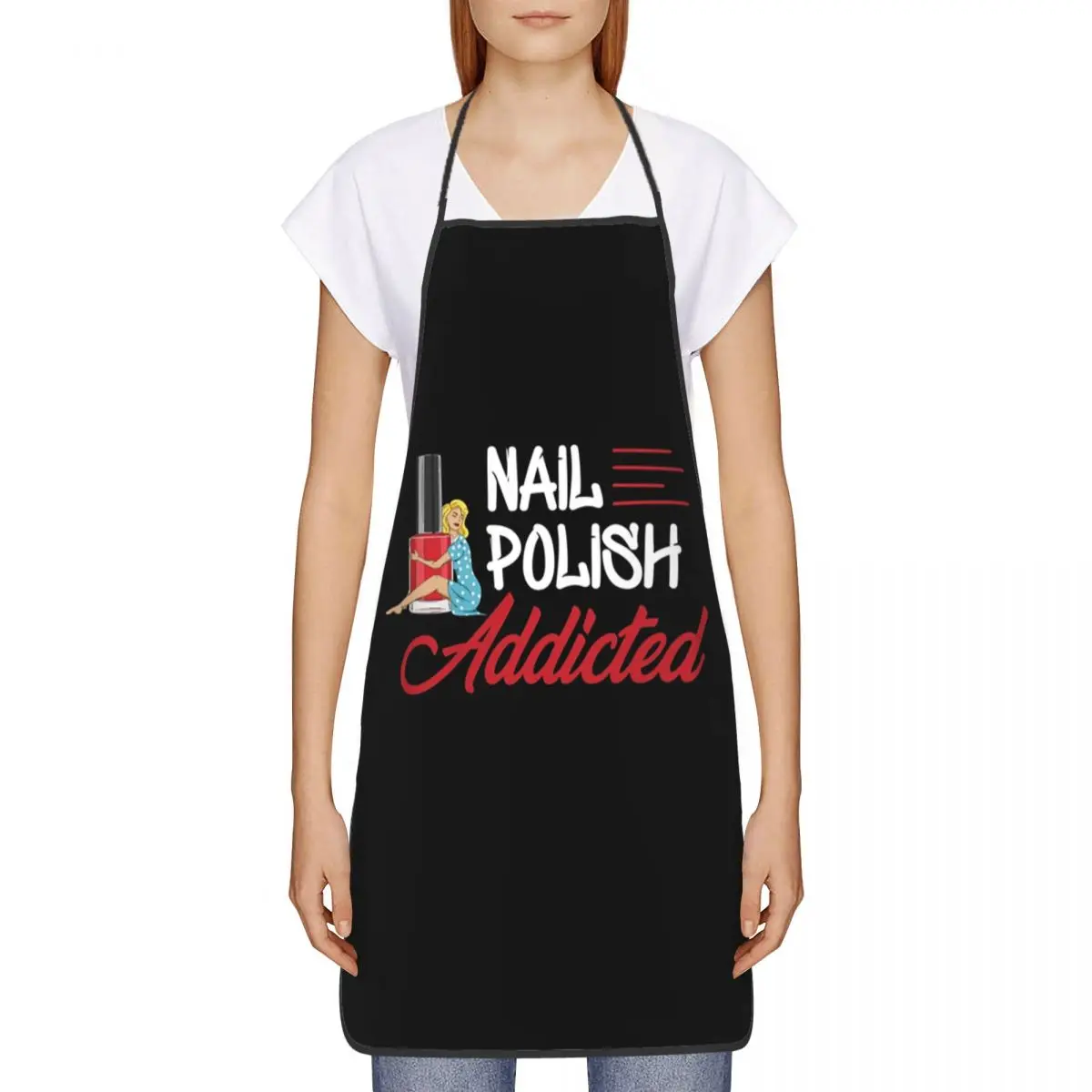 Bib Addicted Nail Polish Aprons for Men Women Unisex Adult Chef Kitchen Cooking Nail Artist Gift Tablier Cuisine Gardening