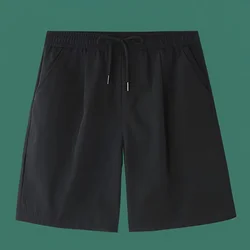 Nuevos pantalones cortos deportivos diarios para la playa, pantalones de chándal, 1 Uds., M-5XL elásticos sueltos de seda helada, LICRA para hombres