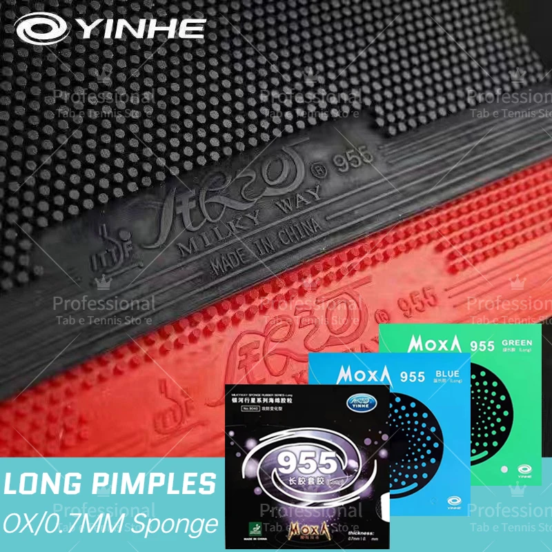 YINHE 955 Tischtennis-Gummi, lange Noppen, Anti-Spin-Ping-Pong-Gummiplatte, 955 OX/0,7 mm Schwamm, professionelles Gummi mit langen Noppen