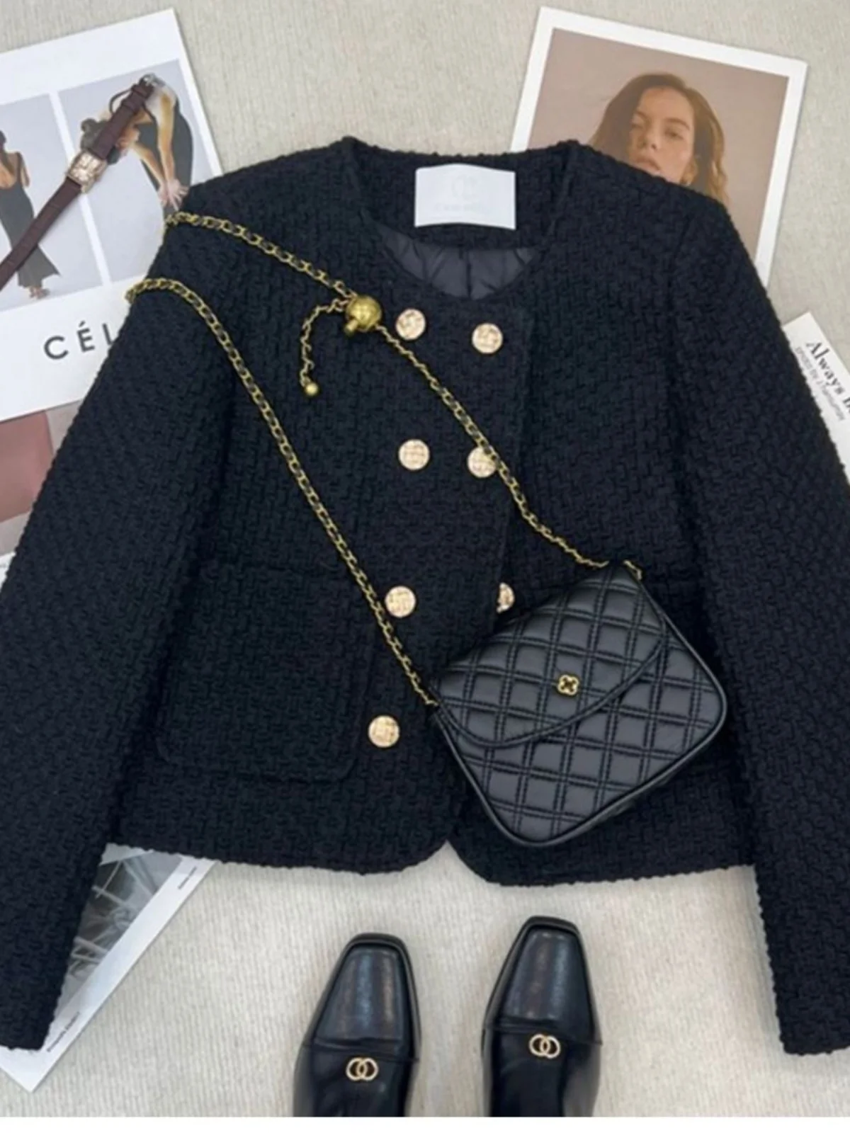 

Твидовый жакет темно-синий для девочек и женщин, осенний, в клетку, с узором «елочка», пэчворк, с принтом, винтажный, бесшовный, с поясом, унисекс, для офиса