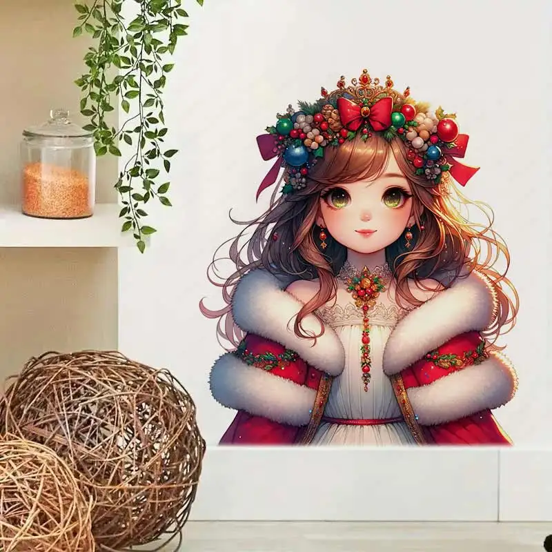 

Christmas Princess Wall Stickers Bedroom Kids Room Background Decoration Mural Animals Home Decor Self-adhesive Wallpaper S838