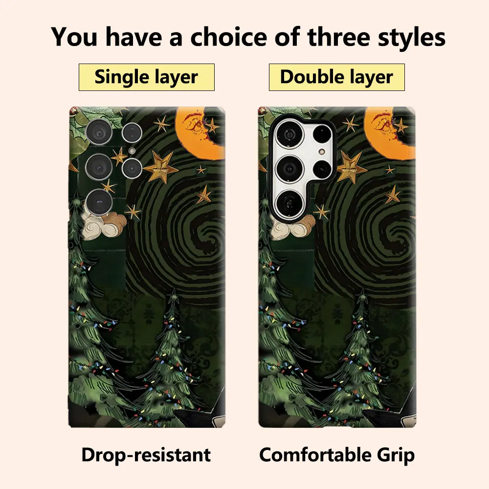 Vintage Christmas Collage Phone Case for Samsung Galaxy S26 S25 Ultra S24 S23 Ultra Plus Shockproof Double layer Back Cover