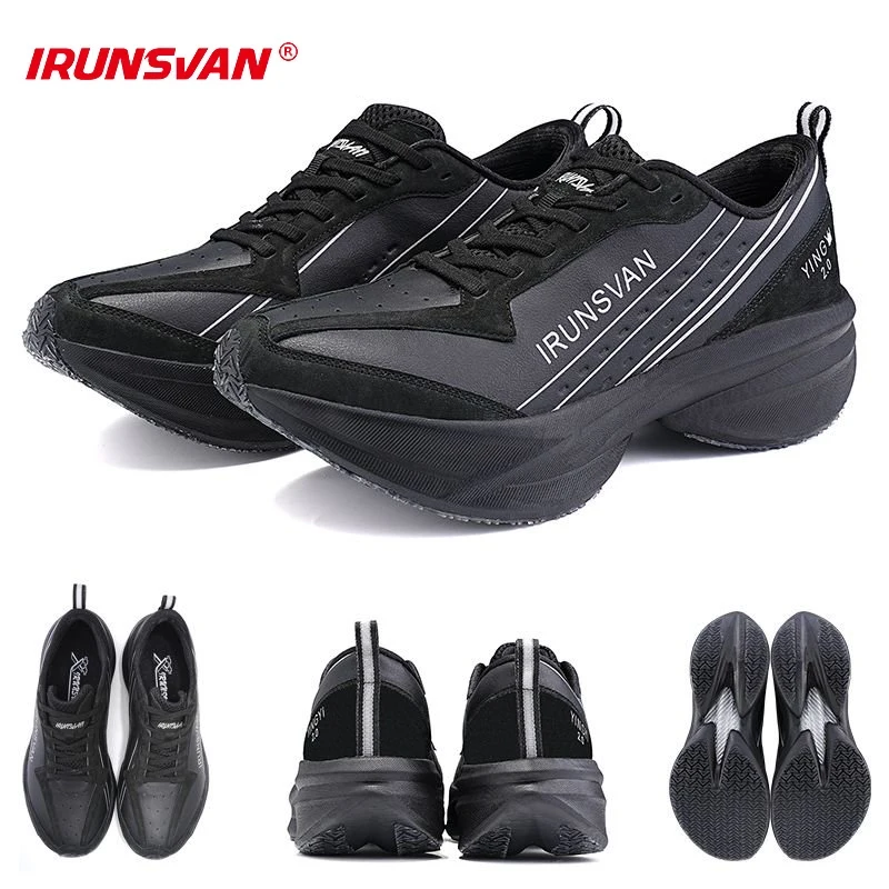 

IRUNSVAN Winter Carbon Plate Marathon Training Running Shoes for Men Leather Warm Wear-resistant Female Jogging Shoes Sneakers