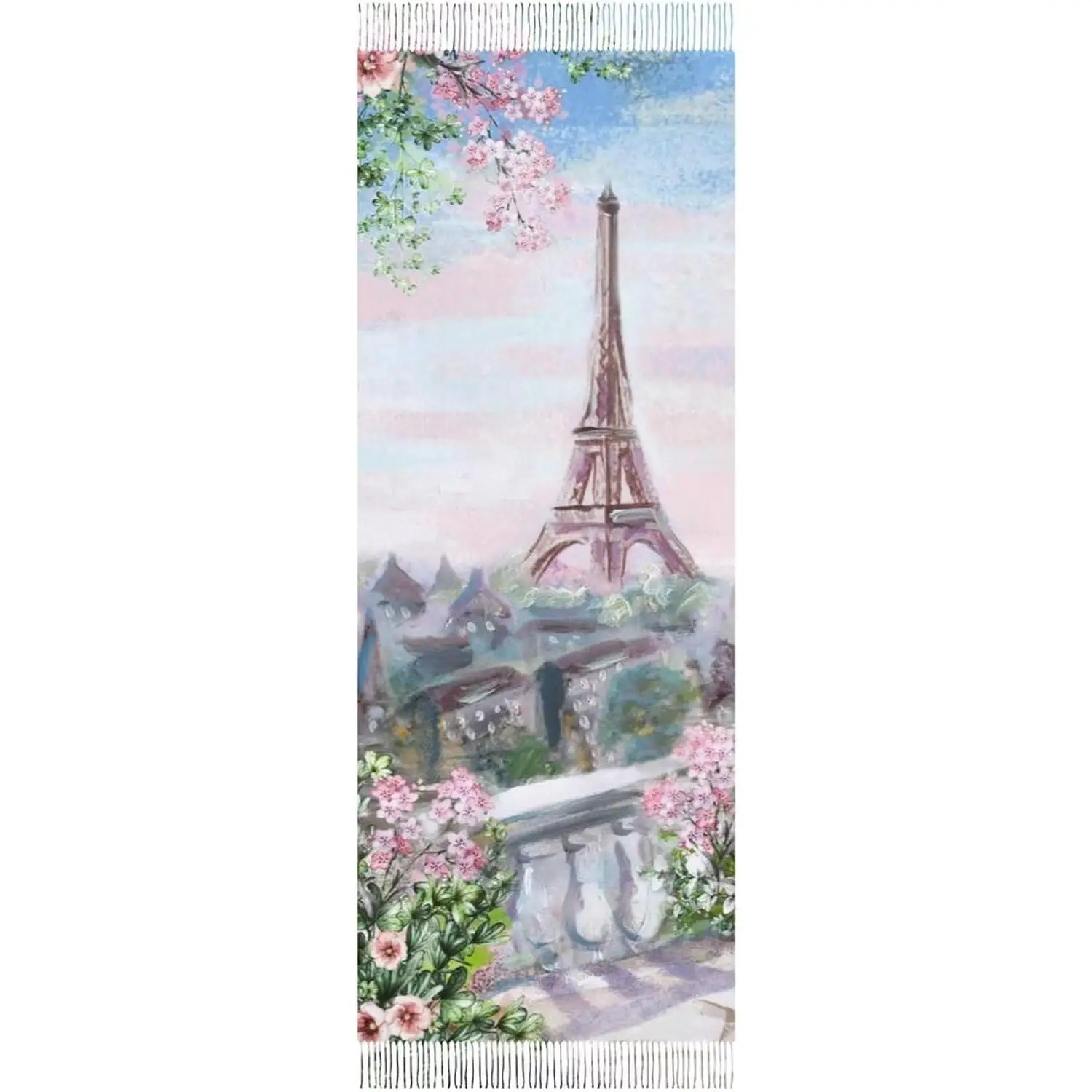 

Теплый мягкий зимний легкий кашемировый длинный шарф для женщин, подарки, повседневные путешествия, офис, Эйфелева башня, роза с принтом