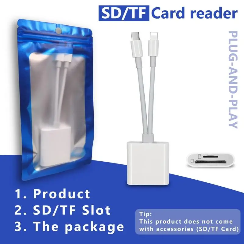 2-in-1 SD Card Reader, Portable Type-C Dual Slot, for Gaming/Office, Phone Accessory (64 chars)