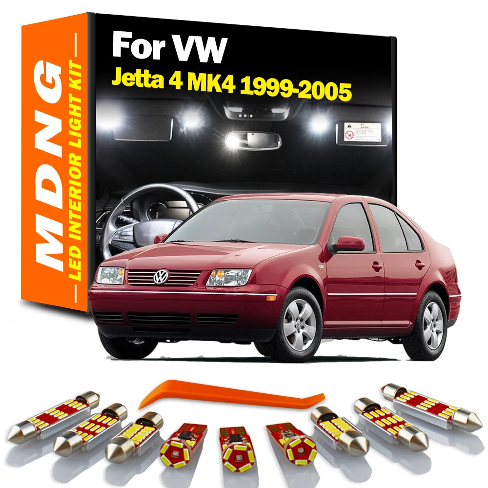 MDNG 14pcs canbus pro VW Volkswagen Jetta 4vedení MK4 1999 2000 2001 2002 2003 2004 2005 LED žárovky vnitřní babočka síťkovaná kufr báň lehký souprava