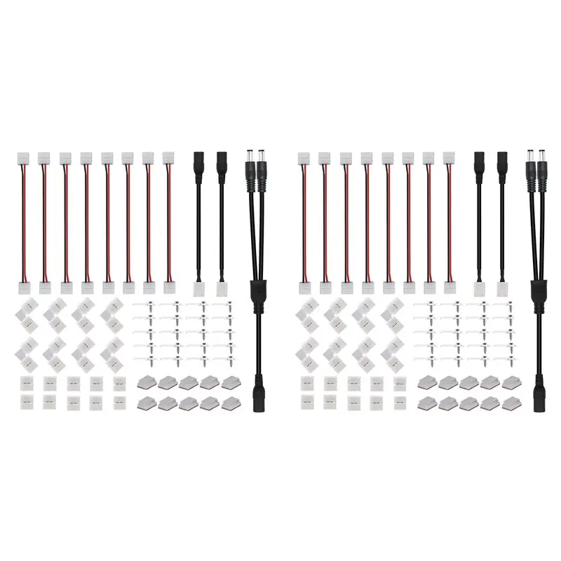 

WORTHOWN-2X 2 Pin LED Connector Kit, Solderless Connectors, 2 Way DC Jack Splitter For 8Mm 2Pin 2835 LED Strip