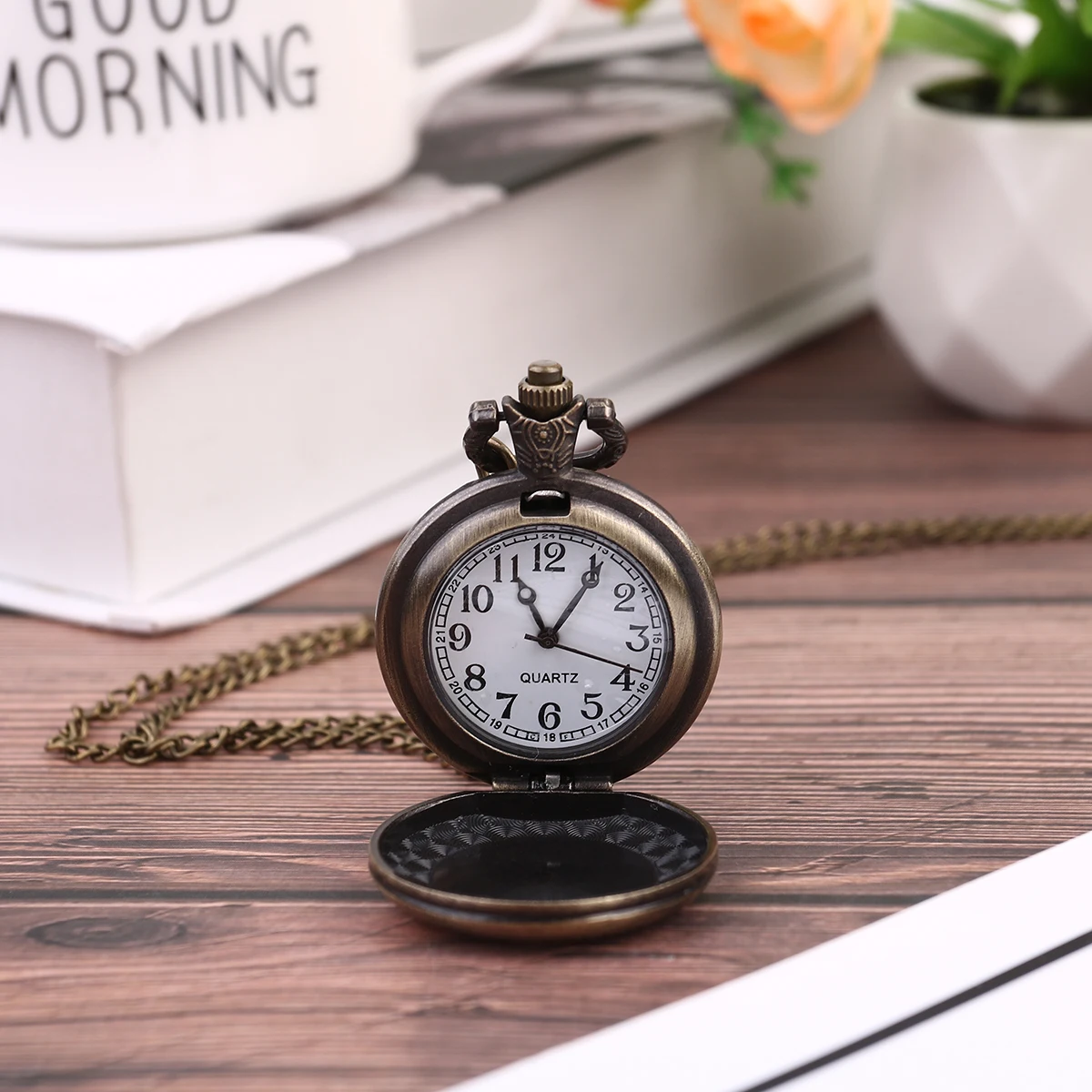 

Vintage Pocket Watch for Men and Women Retro Medium Fashion Necklace Brown Creative