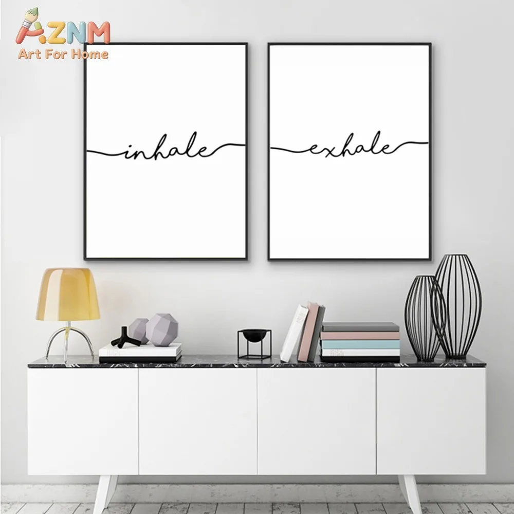 Inhale Exhale Yoga Poster Minimalist Letters Canvas Painting Art Prints Wall Art Picture Living Room Home Decor